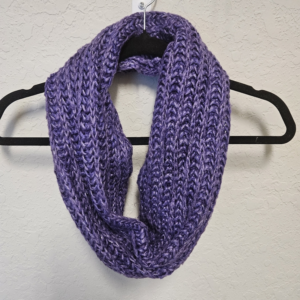 Cozy Purple Knit Infinity Scarf